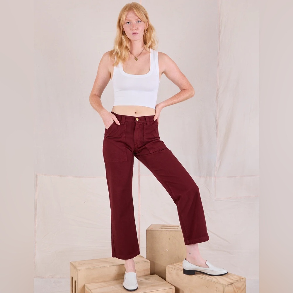 Big Bud Press MID-RISE WORK PANTS - RED WINE Maroon Small